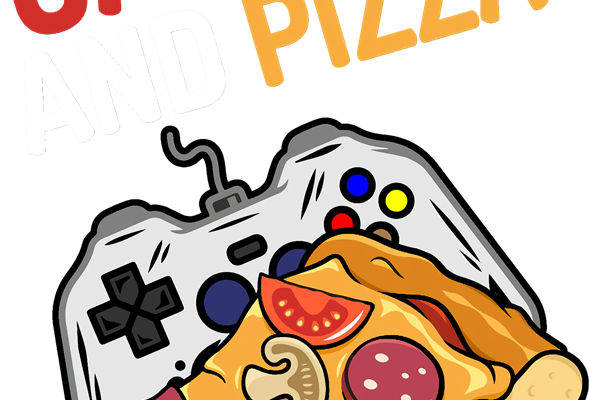 趣味游戏与美味披萨结合的服装印花裁片