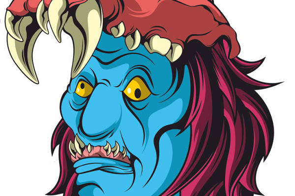 恶魔头像裁片印花：独特风格服装印花素材