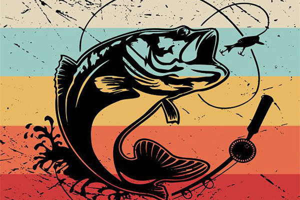 复古风格大口鱼图案服装印花裁片