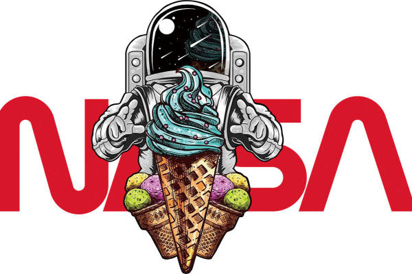 创意太空冰淇淋图案服装印花素材