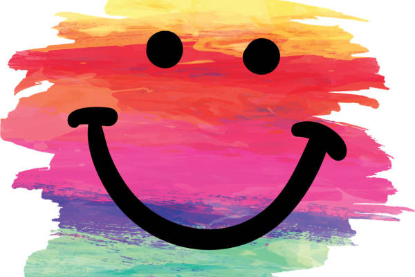 彩虹渐变微笑脸裁片印花,打造个性服装