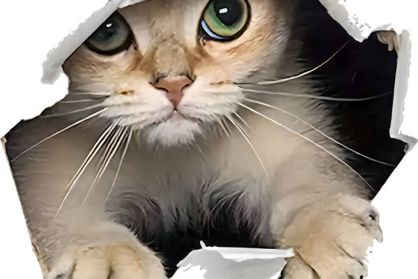 猫头破洞创意服装印花裁片