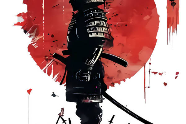 传统武士形象的服装印花裁片设计灵感