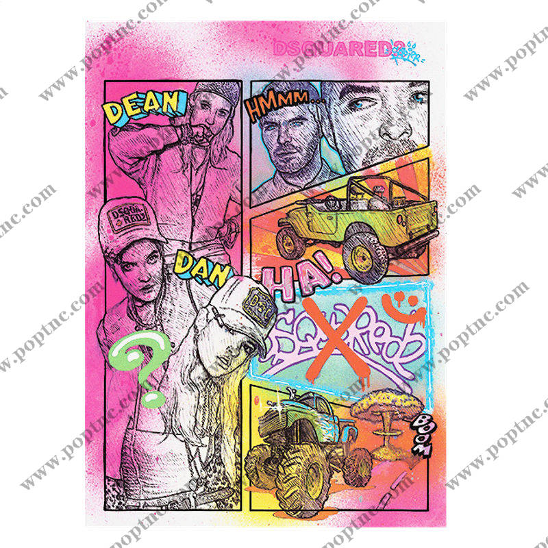 潮牌风裁片印花图案,个性时尚服装印花素材