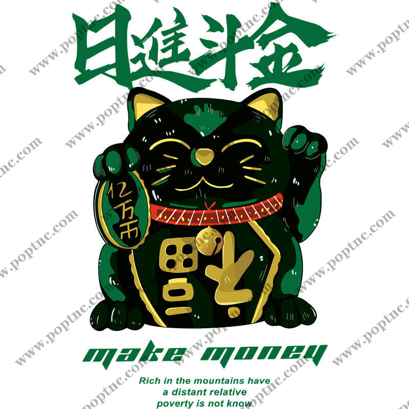招财猫图案裁片印花,打造个性服装