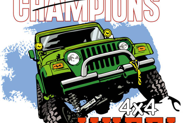 越野车4x4纹样裁片印花,适合户外运动服装