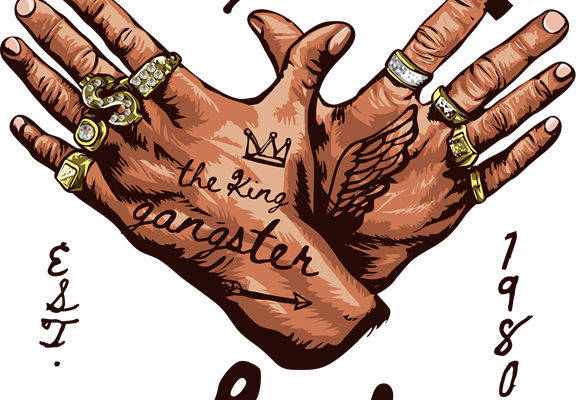 复古风手绘纹身图案服装印花裁片