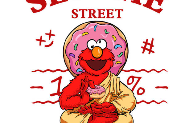 可爱芝麻街主题裁片印花：适合儿童服装设计