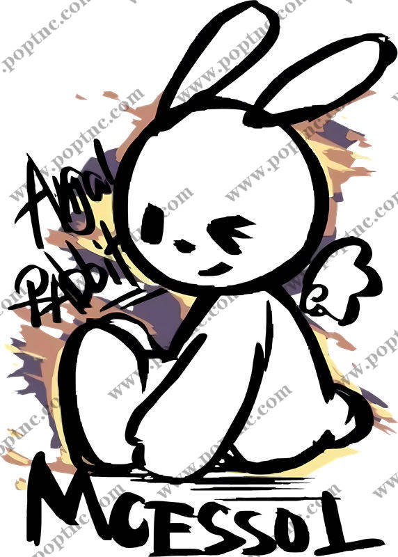 可爱卡通兔子图案裁片印花,打造个性服装