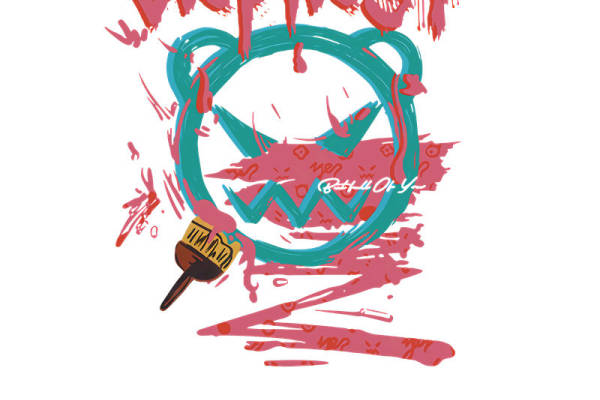 时尚潮流：红色泼墨纹理服装印花设计