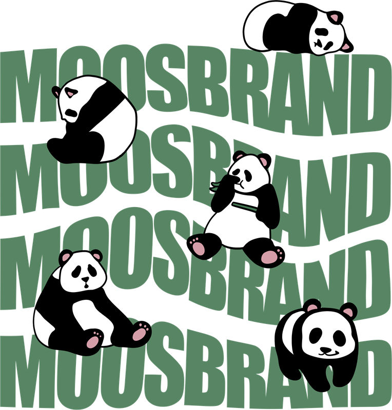 熊猫图案裁片印花:可爱风格服装印花素材