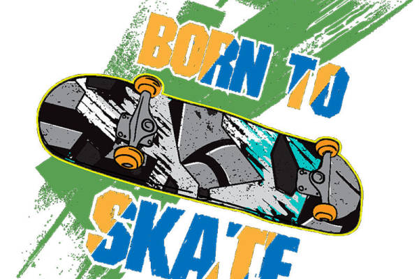 街头风滑板图案裁片印花，打造个性服装