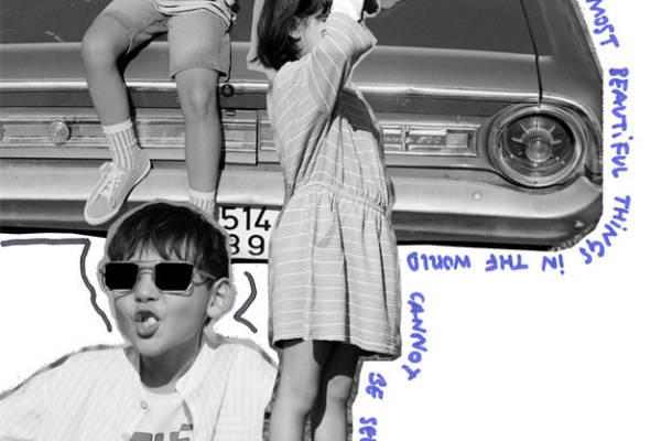 复古汽车与儿童的创意服装印花素材