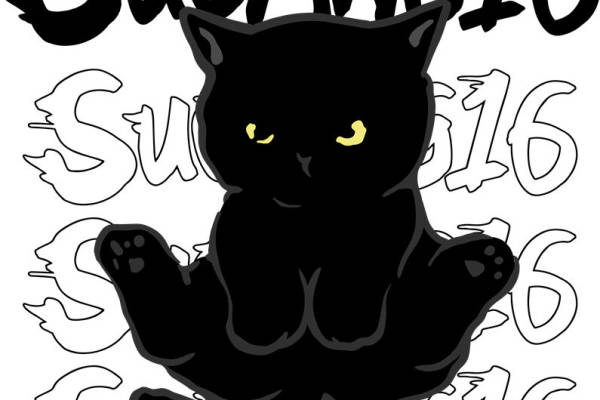 黑色猫咪图案裁片印花，打造个性服装