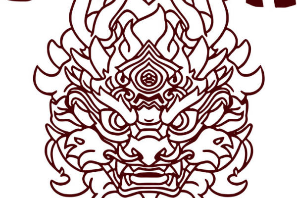 龙纹图案裁片印花设计,适用于服装印花