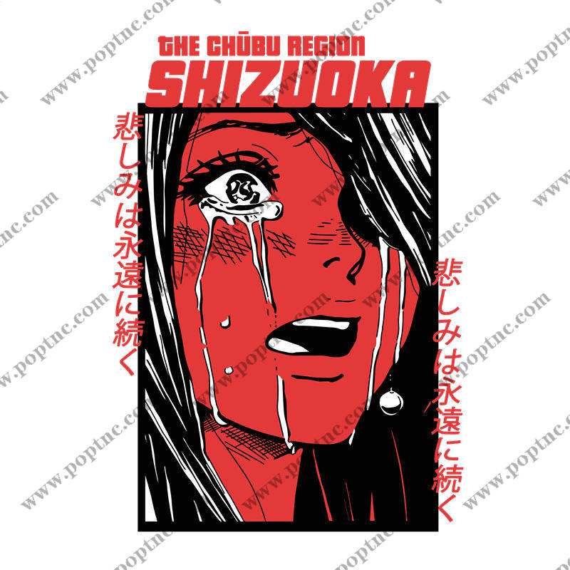 红色哭泣女孩图案服装印花裁片