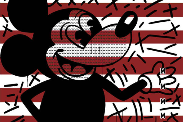 复古米奇图案裁片印花，打造个性服装