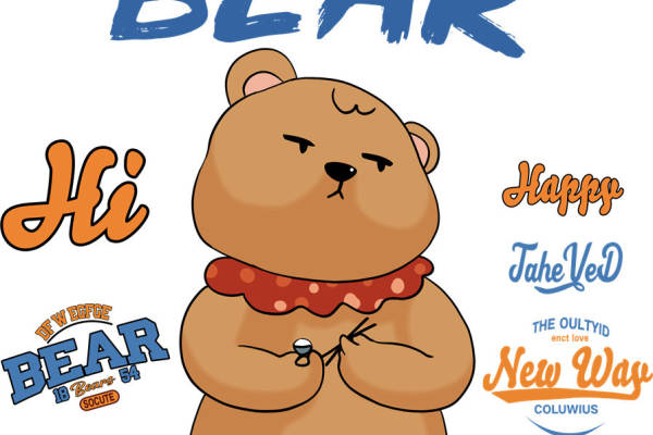 可爱熊印花图案，打造个性服装设计