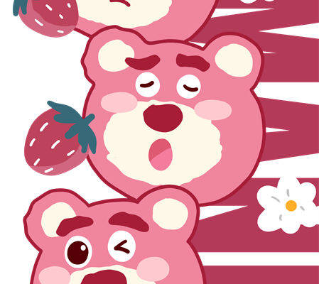 可爱小熊草莓印花裁片，打造个性服装