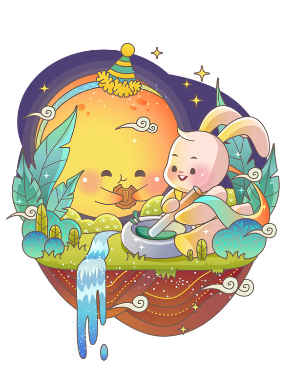 萌趣月兔与星云的服装印花创意裁片