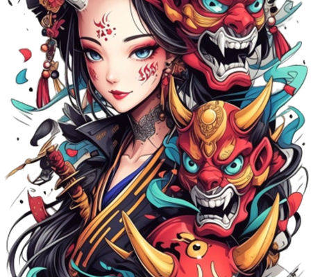 东方神韵：鬼面与花型的完美结合，打造个性服装印花