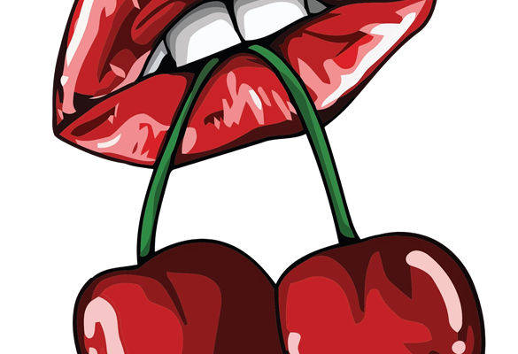 甜美樱桃与红唇的完美结合：服装印花裁片设计