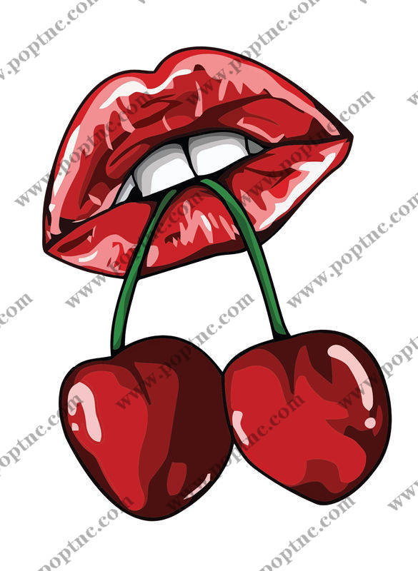 甜美樱桃与红唇的完美结合:服装印花裁片设计