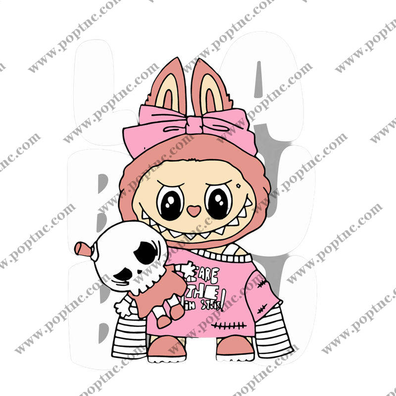 可爱骷髅兔服装印花裁片素材