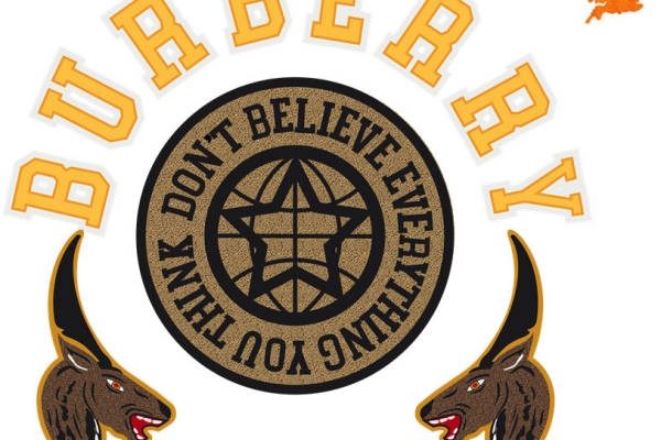 时尚裁片印花：复古牛头图案服装印花