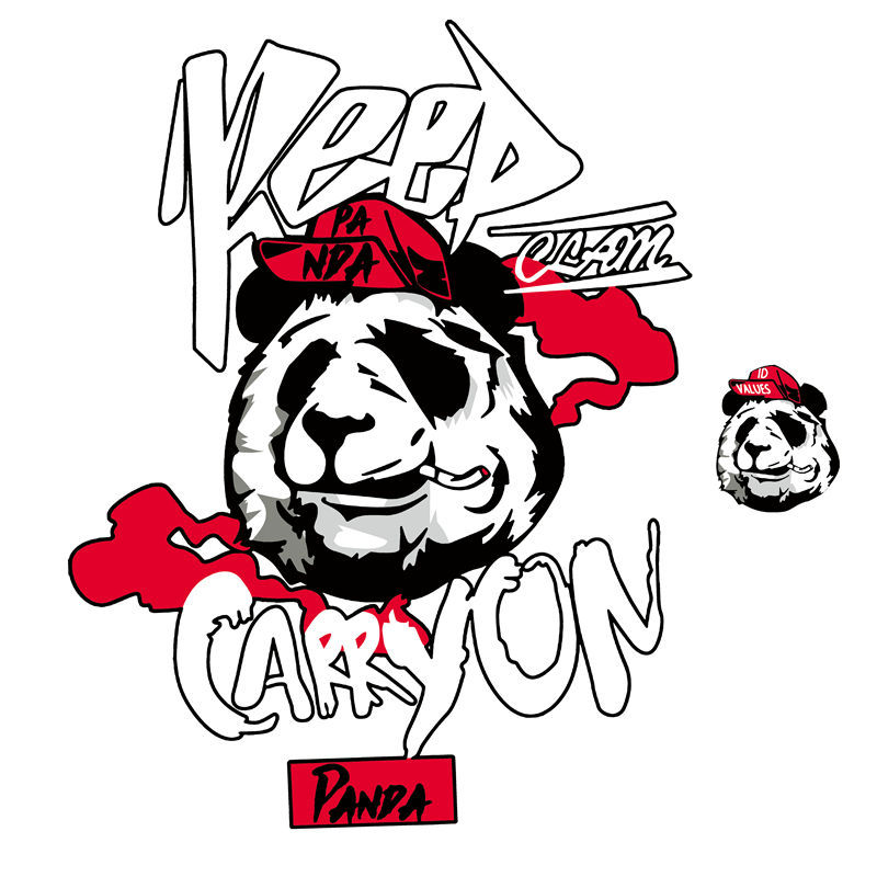 熊猫头像裁片印花设计，时尚潮流服装印花素材