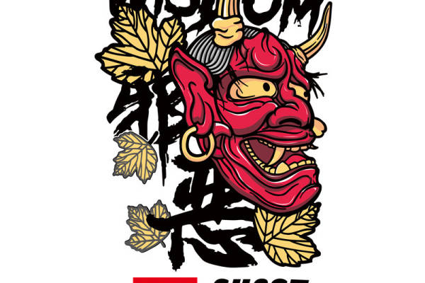 鬼面红叶纹服装印花裁片设计灵感