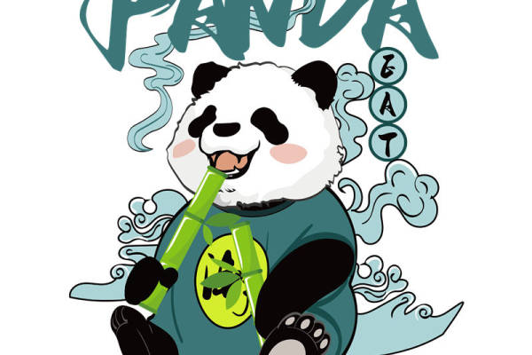 熊猫喝啤酒印花图案：服装印花创意设计