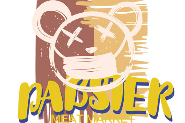 复古手绘熊头图案服装印花素材