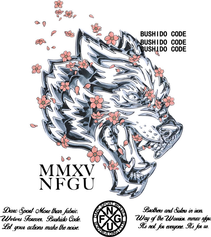 日式樱花狼头印花图案：服装印花新选择