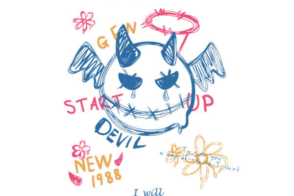 可爱恶魔花型印花,打造个性服装