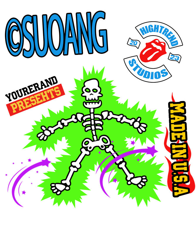 骷髅图案裁片印花:创意服装印花设计