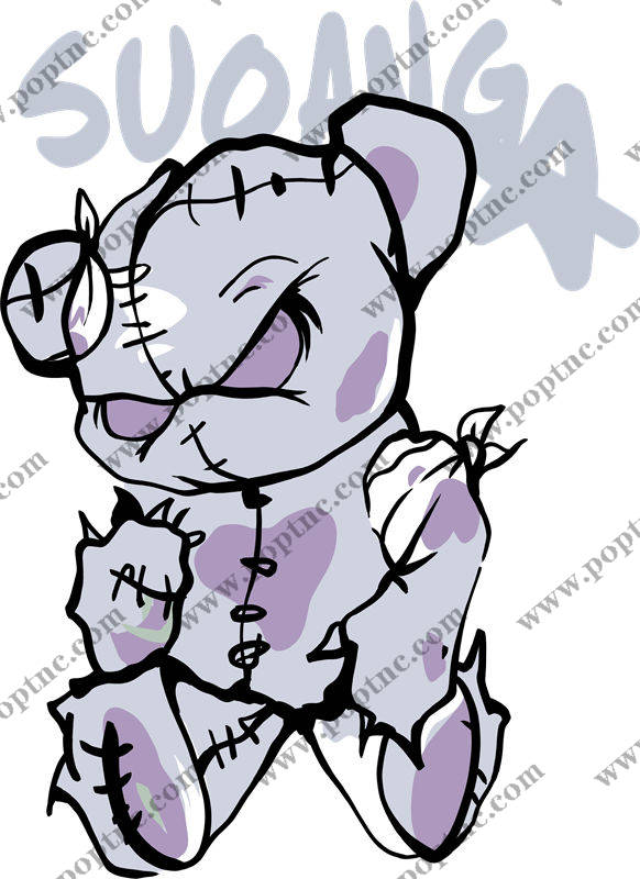 可爱卡通熊印花图案,打造个性服装裁片