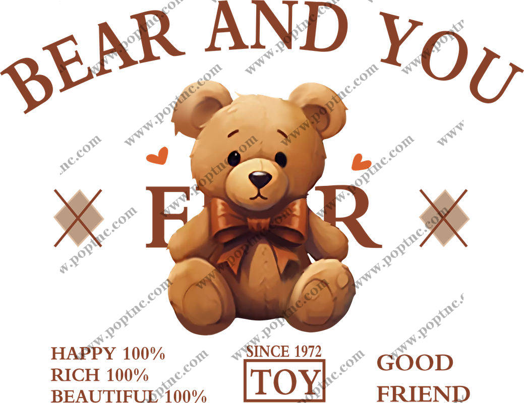 可爱泰迪熊裁片印花:打造童趣服装