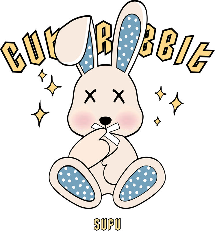 可爱兔子图案裁片印花,打造个性服装