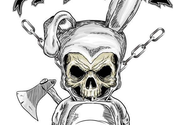 暗黑风骷髅兔头印花图案 裁片印花服装印花