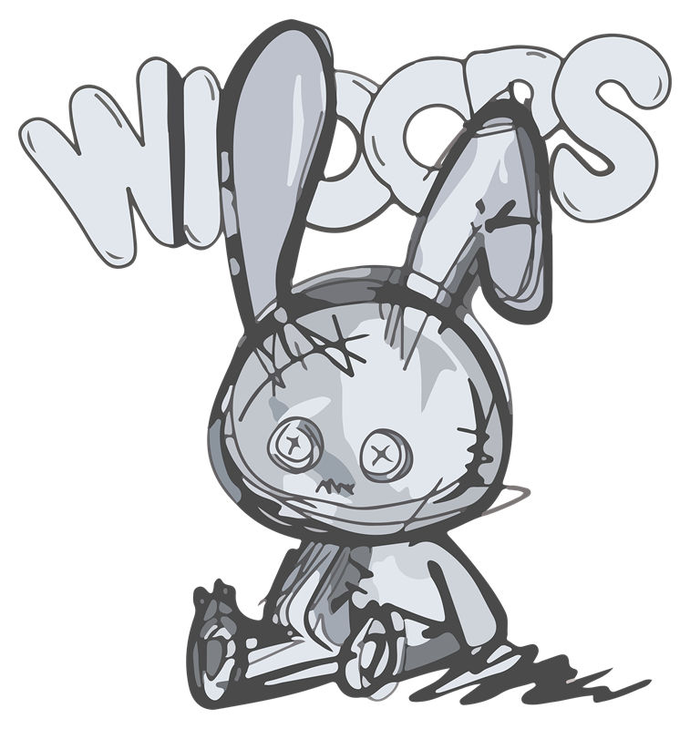 裁片印花：灰白骷髅兔，服装印花新选择