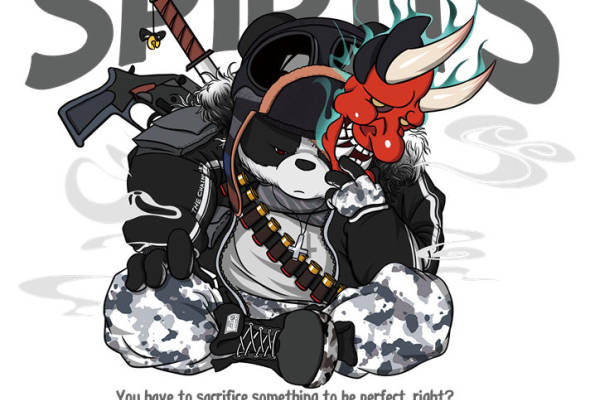 暗黑系熊猫恶魔印花:服装印花新选择