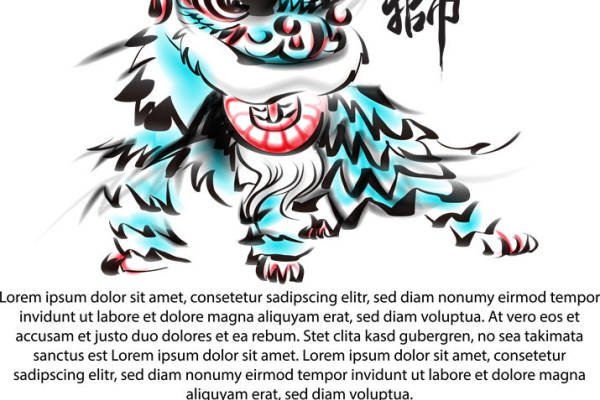 醒狮图案服装印花裁片设计灵感