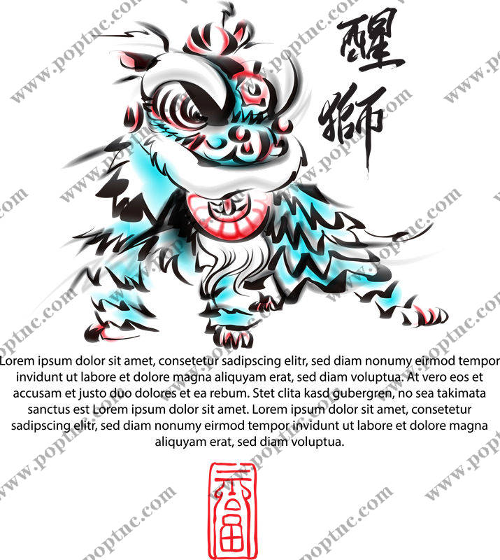 醒狮图案服装印花裁片设计灵感