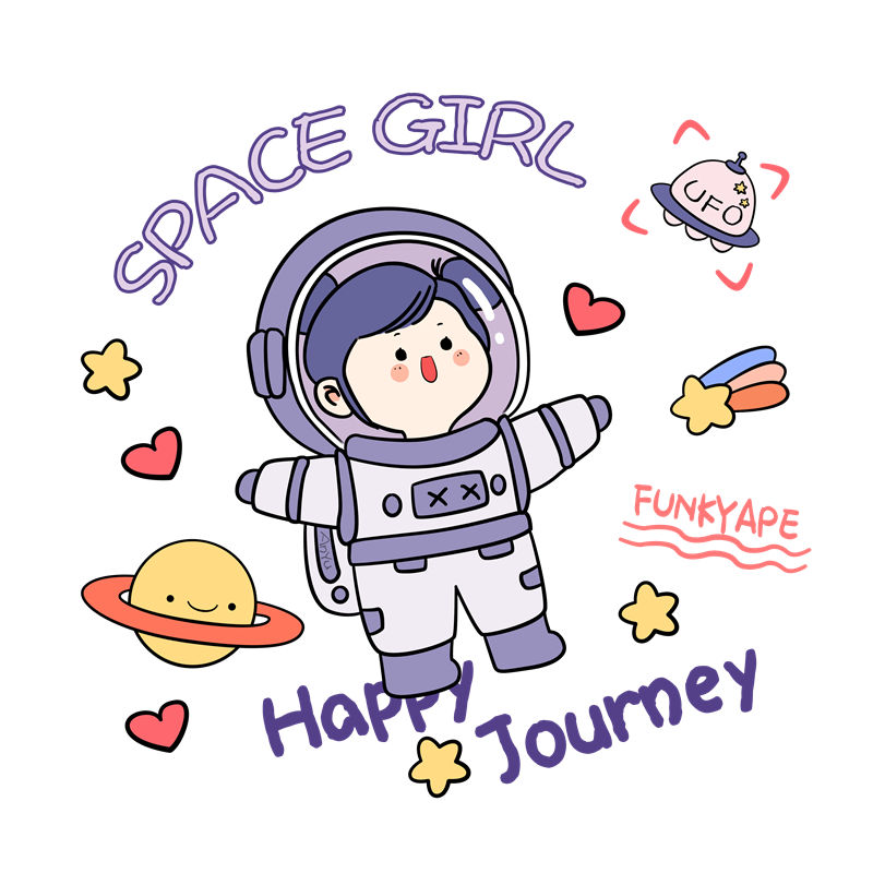 可爱太空女孩印花图案，打造个性服装
