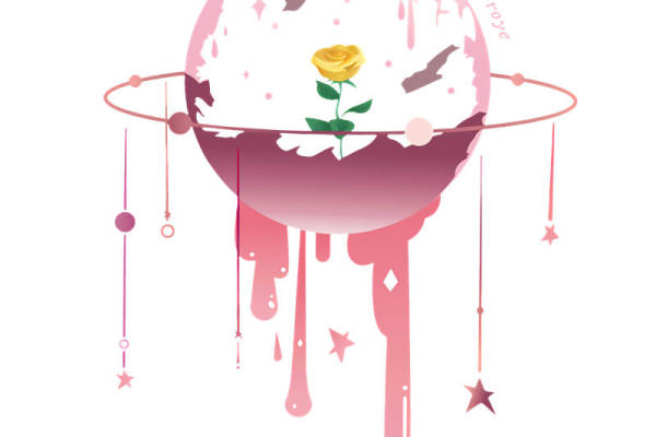 浪漫粉色玫瑰花型服装印花素材