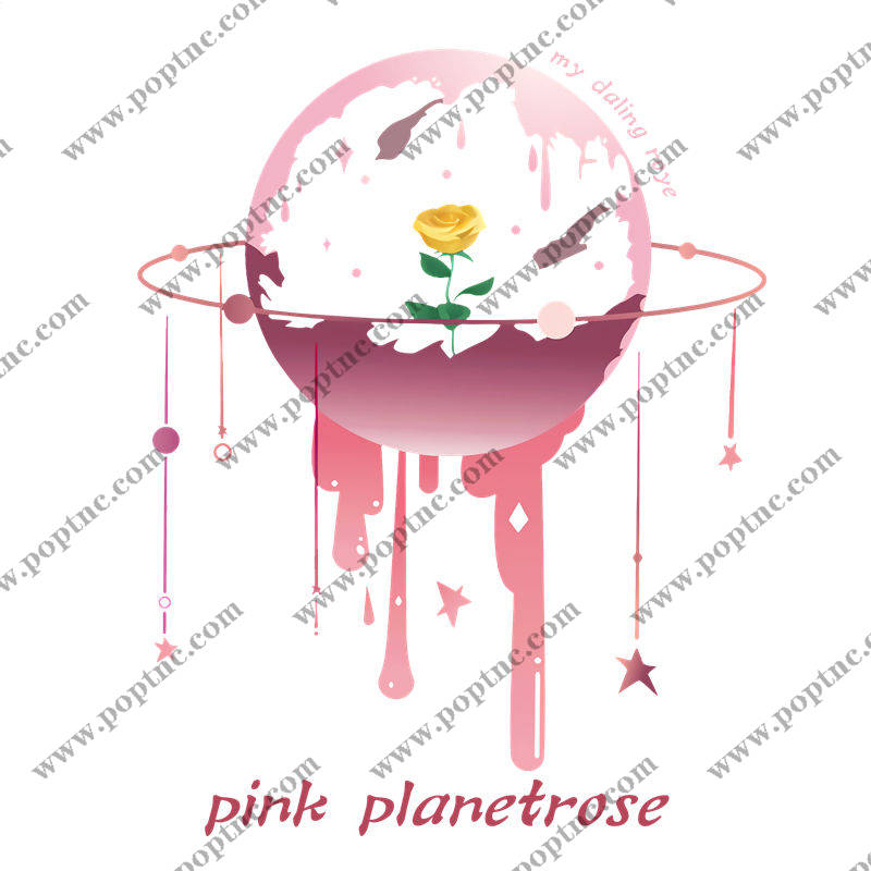 浪漫粉色玫瑰花型服装印花素材