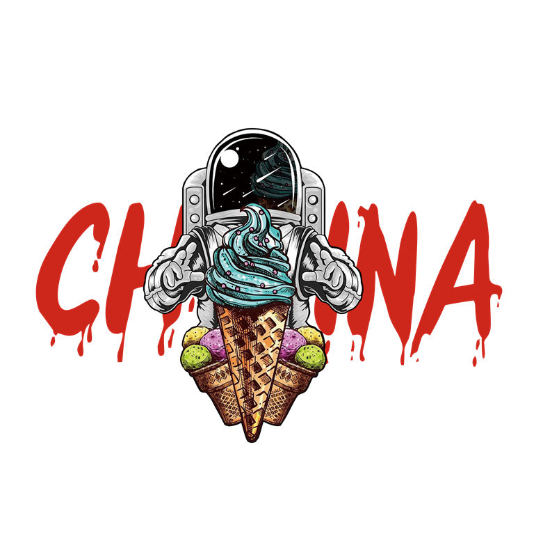 宇航员冰淇淋创意服装印花裁片