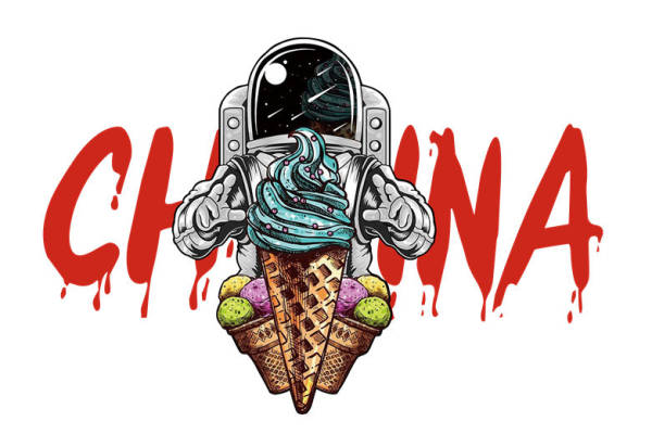 宇航员冰淇淋创意服装印花裁片