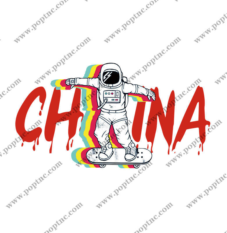 太空宇航员滑板印花裁片服装印花